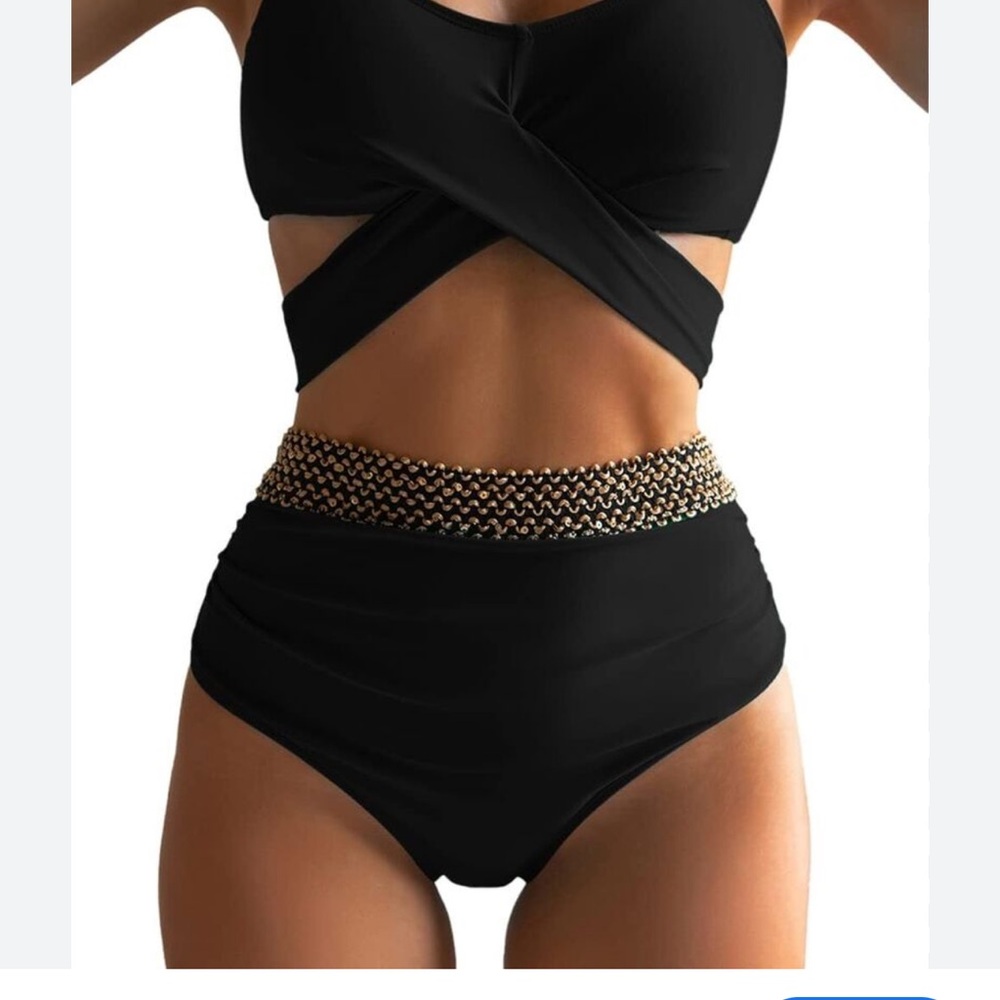 Black and Gold Women's Swimwear
